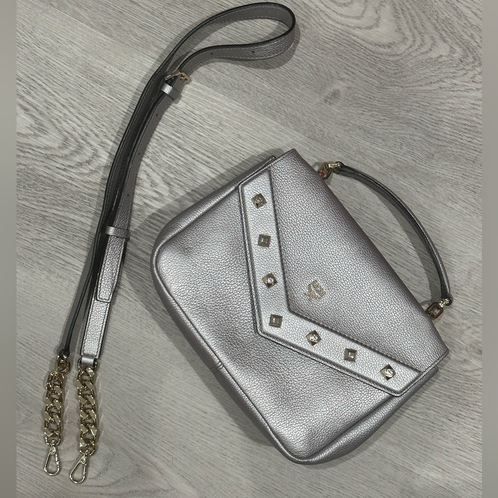 Mcm Metallic Leather Crossbody Bag